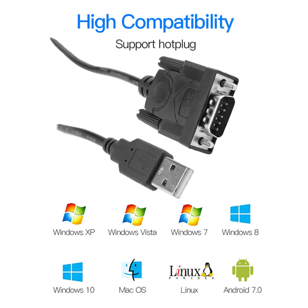 RS232 to dB 9-Pin Male Cable Adapter Converter Supports Win 7 8 10 PRO System and Various Serial Devices