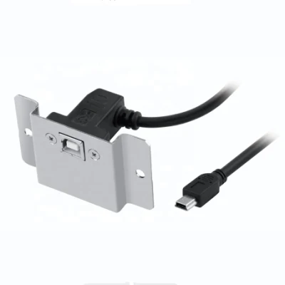 Industriekabel USB2.0 B-Buchse mit Halterung auf Mini-USB2.0-Stecker, Kabel USB2.0 Bf 360 Kupferfolienwickel-Lötschild