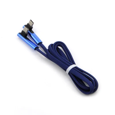 Doppeltes 90-Grad-Winkel-USB-3.0-3.1-Typ-C-Kabel aus Nylon. USB-C-auf-C-Schnellladekabel