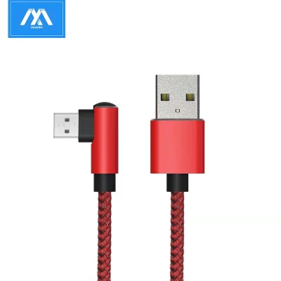 90-Grad-Nylon-Micro-USB-Kabel, 2,4 A, schnelles Laden, QC 3.0/2.0, rechtwinkliges V8-Kabel für mobile Spiele