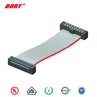 Anschlussleitung für elektronische Geräte, IDC-Kupferdraht-Crimp-UL2651, grauer Flachkabelstecker